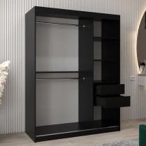 Vevey II Mirrored Wardrobe 2 Sliding Doors 150cm In Black