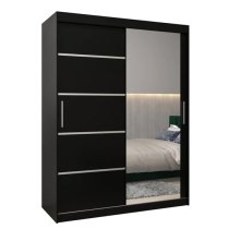 Vevey II Mirrored Wardrobe 2 Sliding Doors 150cm In Black