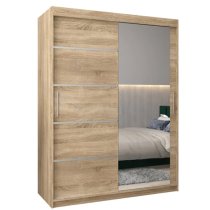 Vevey II Mirrored Wardrobe 2 Sliding Doors 150cm In Sonoma Oak