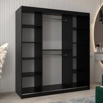 Vevey II Mirrored Wardrobe 2 Sliding Doors 180cm In Black