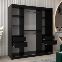 Vevey II Mirrored Wardrobe 2 Sliding Doors 180cm In Black