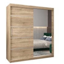 Vevey II Mirrored Wardrobe 2 Sliding Doors 180cm In Sonoma Oak