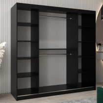 Vevey II Mirrored Wardrobe 2 Sliding Doors 200cm In Black