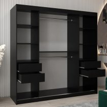 Vevey II Mirrored Wardrobe 2 Sliding Doors 200cm In Black