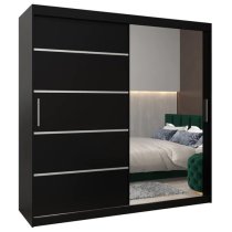 Vevey II Mirrored Wardrobe 2 Sliding Doors 200cm In Black