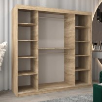 Vevey II Mirrored Wardrobe 2 Sliding Doors 200cm In Sonoma Oak