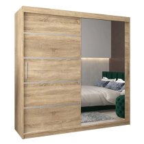 Vevey II Mirrored Wardrobe 2 Sliding Doors 200cm In Sonoma Oak