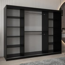 Vevey II Mirrored Wardrobe 3 Sliding Doors 250cm In Black