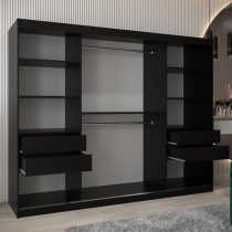 Vevey II Mirrored Wardrobe 3 Sliding Doors 250cm In Black