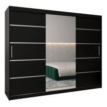 Vevey II Mirrored Wardrobe 3 Sliding Doors 250cm In Black