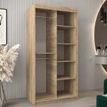 Vevey III Mirrored Wardrobe 2 Sliding Doors 100cm In Sonoma Oak