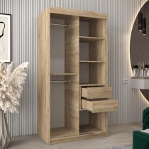 Vevey III Mirrored Wardrobe 2 Sliding Doors 100cm In Sonoma Oak