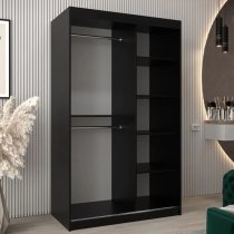 Vevey III Mirrored Wardrobe 2 Sliding Doors 120cm In Black