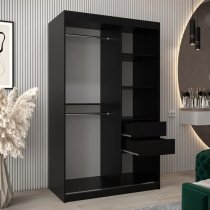 Vevey III Mirrored Wardrobe 2 Sliding Doors 120cm In Black