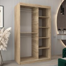 Vevey III Mirrored Wardrobe 2 Sliding Doors 120cm In Sonoma Oak