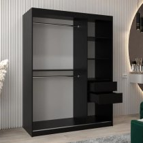 Vevey III Mirrored Wardrobe 2 Sliding Doors 150cm In Black