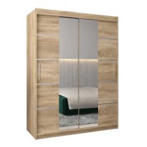 Vevey III Mirrored Wardrobe 2 Sliding Doors 150cm In Sonoma Oak