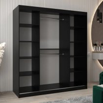 Vevey III Mirrored Wardrobe 2 Sliding Doors 180cm In Black