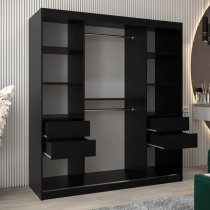 Vevey III Mirrored Wardrobe 2 Sliding Doors 180cm In Black