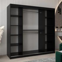 Vevey III Mirrored Wardrobe 2 Sliding Doors 200cm In Black