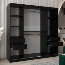 Vevey III Mirrored Wardrobe 2 Sliding Doors 200cm In Black