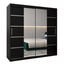 Vevey III Mirrored Wardrobe 2 Sliding Doors 200cm In Black