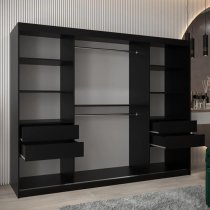 Vevey III Mirrored Wardrobe 3 Sliding Doors 250cm In Black