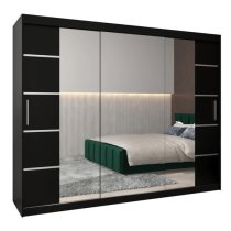 Vevey III Mirrored Wardrobe 3 Sliding Doors 250cm In Black