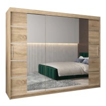 Vevey III Mirrored Wardrobe 3 Sliding Doors 250cm In Sonoma Oak