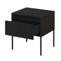 Trier Wooden Bedside Cabinet With 1 Drawer In Matt Black