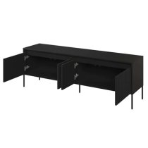 Trier Wooden TV Stand Small With 4 Doors In Matt Black