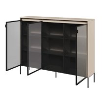 Trier Display Cabinet 3 Glass Doors In Beige With LED