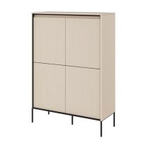 Trier Wooden Highboard With 4 Doors In Beige