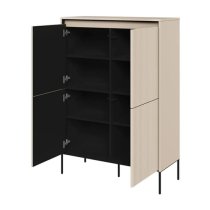 Trier Wooden Highboard With 4 Doors In Beige