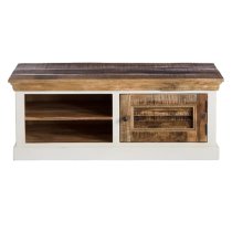 Accra Solid Mango Wood Shoe Bench In Oak