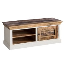 Accra Solid Mango Wood Shoe Bench In Oak