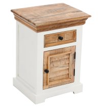 Accra Mango Wood Bedside Cabinet With 1 Door 1 Darwer In Oak