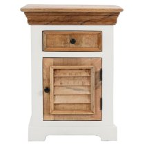 Accra Mango Wood Bedside Cabinet With 1 Door 1 Darwer In Oak