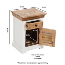 Accra Mango Wood Bedside Cabinet With 1 Door 1 Darwer In Oak