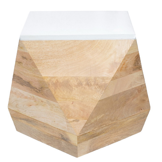 Accra Solid Mango Wood Side Table In Oak