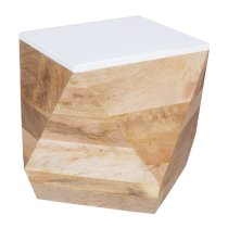 Accra Solid Mango Wood Side Table In Oak