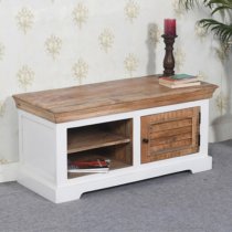 Accra Solid Mango Wood TV Stand With 1 Door In Oak