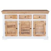 Accra Solid Mango Wood Sideboard With 3 Doors 3 Drawers In Oak