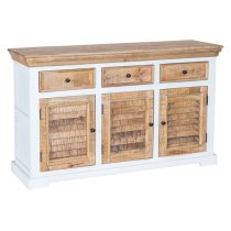 Accra Solid Mango Wood Sideboard With 3 Doors 3 Drawers In Oak