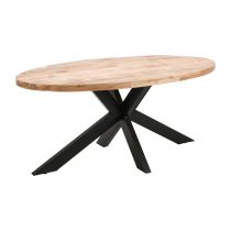 Salter Solid Mangowood Oval Dining Table In Rough Sawn