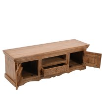 Alaro Solid Mangowood TV Stand With 2 Doors 1 Drawer In Oak