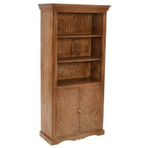 Alaro Solid Mangowood Large Bookcase In Oak