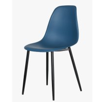 Arta Curve Blue Plastic Seat Dining Chairs In Pair