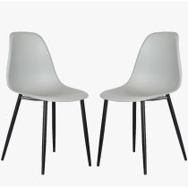 Arta Curve Light Grey Plastic Seat Dining Chairs In Pair