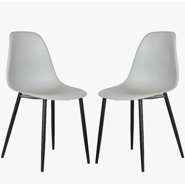 Arta Curve Light Grey Plastic Seat Dining Chairs In Pair